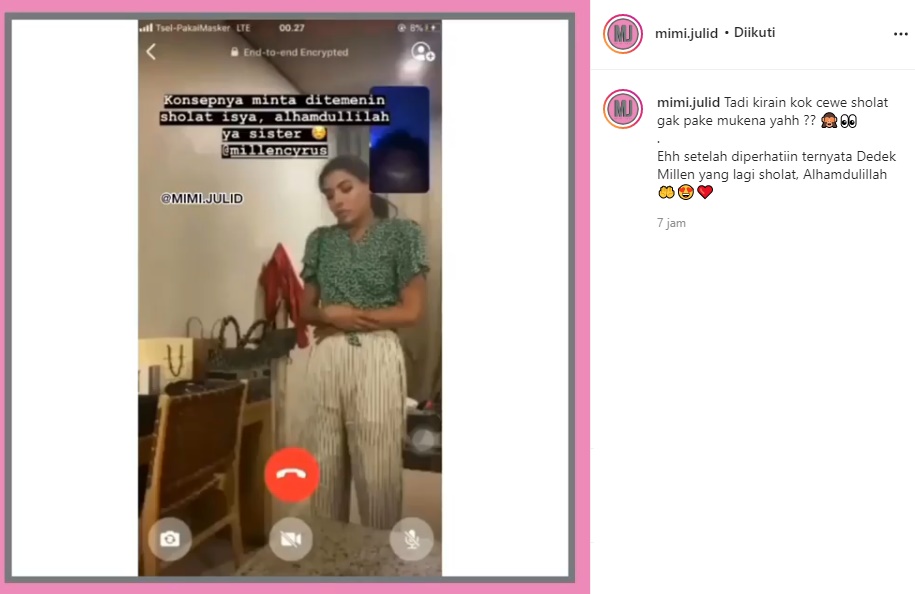 Biasa Dihujat, Beredar Video Penampilan Millendaru Saat Salat Kini Banjir Respon Positif