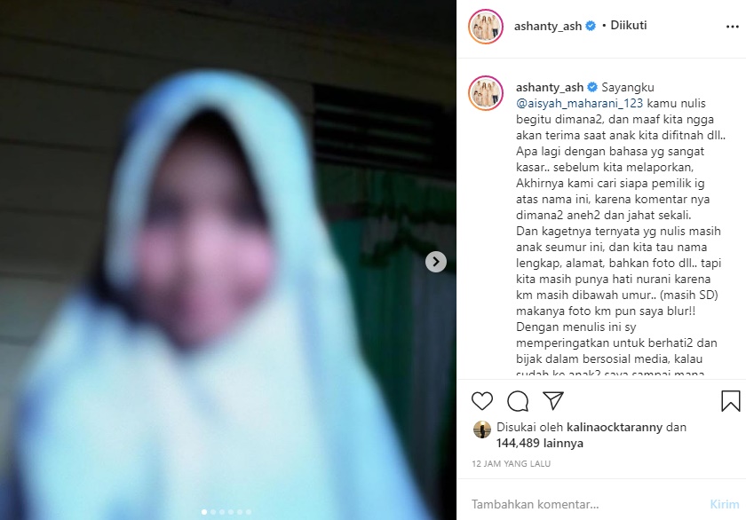 Diduga Masih SD, Ashanty Beri Peringatan Keras kepada Netizen yang Hujat Hingga Fitnah Aurel