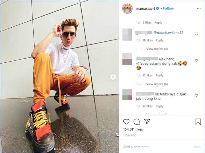 potret ootd terbaru dari verrell bramasta sontak membuat nama natasha wilona dan febby rastanty diseret di kolom komentar