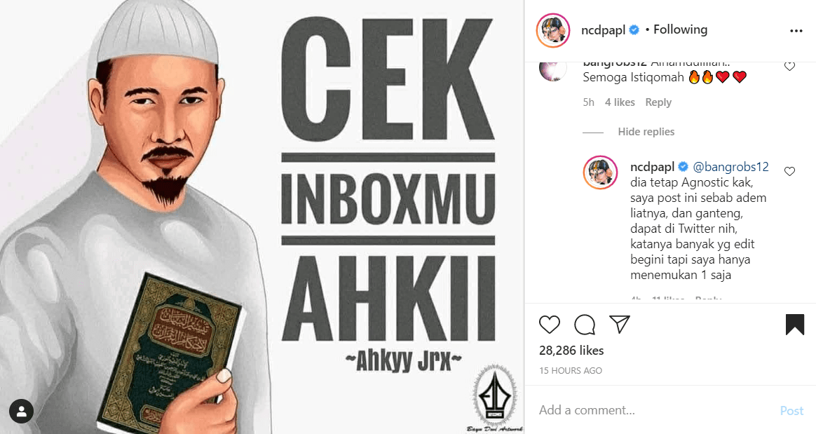 Beredar Foto Editan Jerinx SID Pakai Peci dan Bawa Al Quran, Nora Alexandra Bongkar Agama Sang Suami