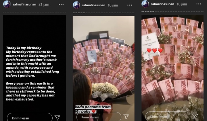 Salmafina Sunan Ulang Tahun ke-21 Tahun, Intip Penampakan Kado Buket Uang dari Pacar Bule