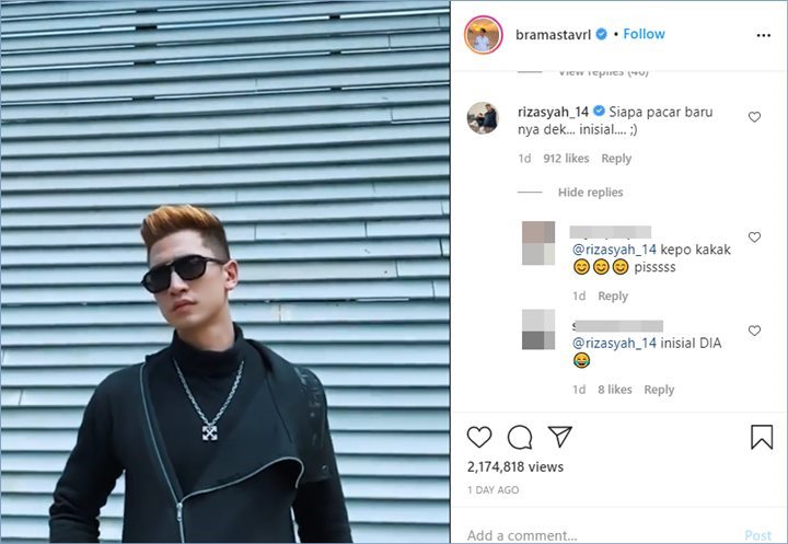 riza syah menuliskan komentar jika verrell bramasta telah mempunyai kekasih baru