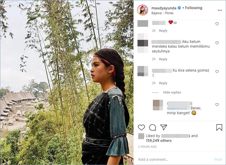 maudy ayunda disebut mirip selena gomez