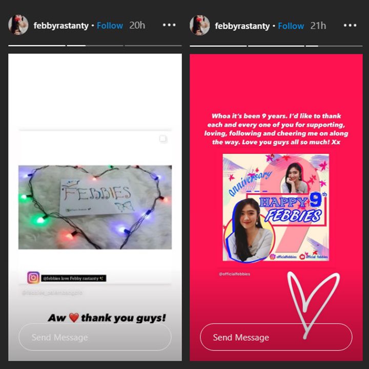 febby rastanty berterima kasih ke penggemar