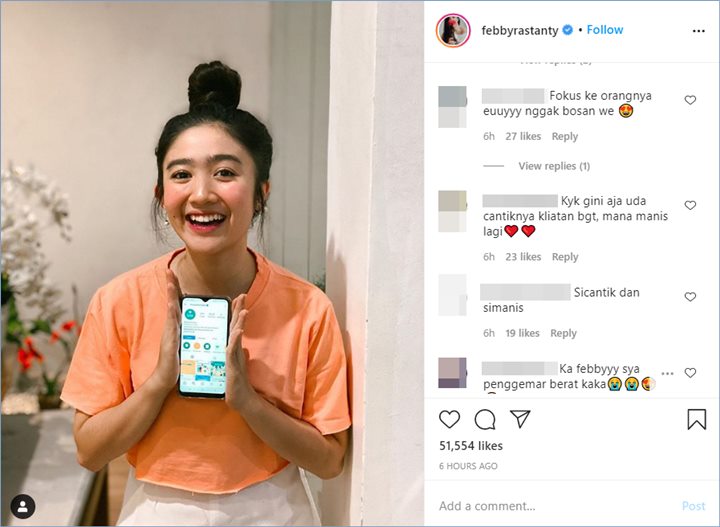 febby rastanty dibanjiri dengan komentar pujian dari warganet atas paras rupawannya