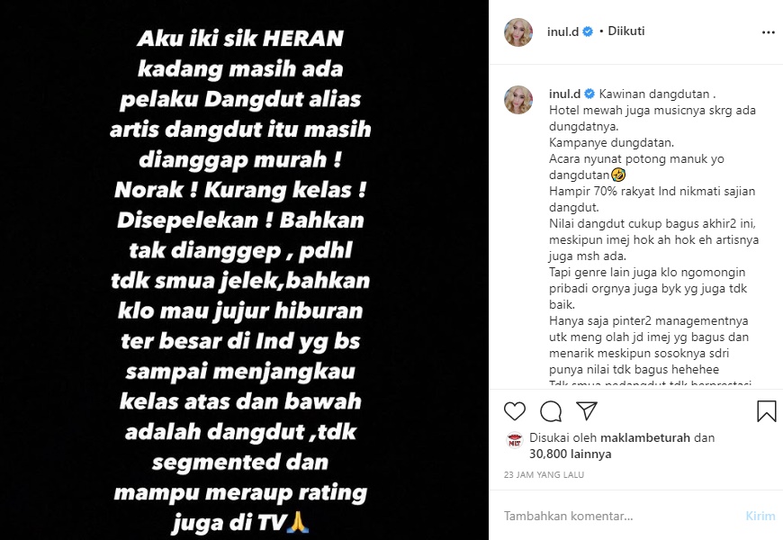 Inul Daratista Heran Artis Dangdut Masih Dianggap Murah, Bungkam Lewat Penjelasan Menohok