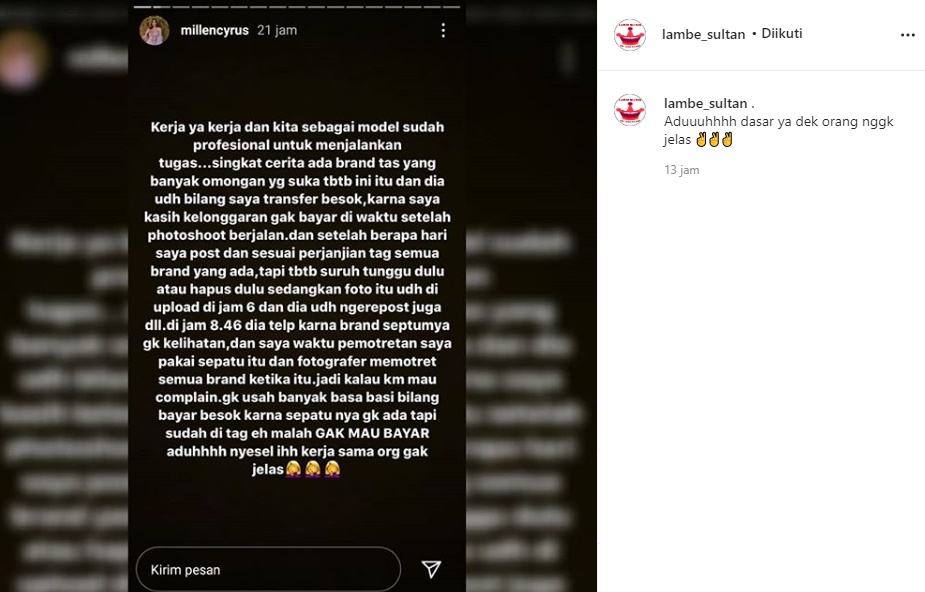 Tak Dapat Bayaran Meski Sudah Kerja Secara Profesional, Millendaru Luapkan Kekecewaan