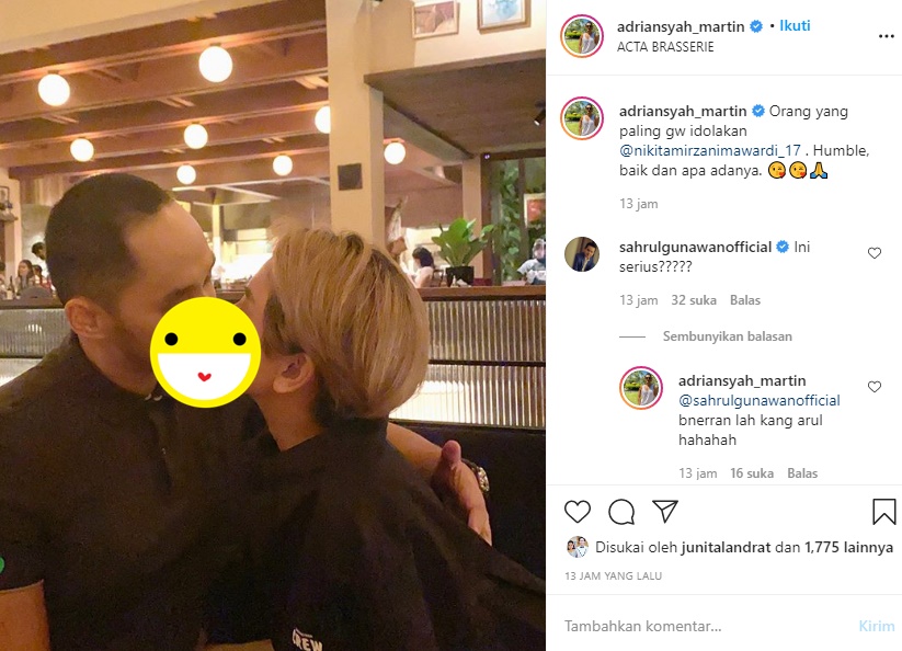 Heboh Foto Nikita Mirzani Ciuman Bibir dengan Selebgram Adriansyah Martin, Pacaran?