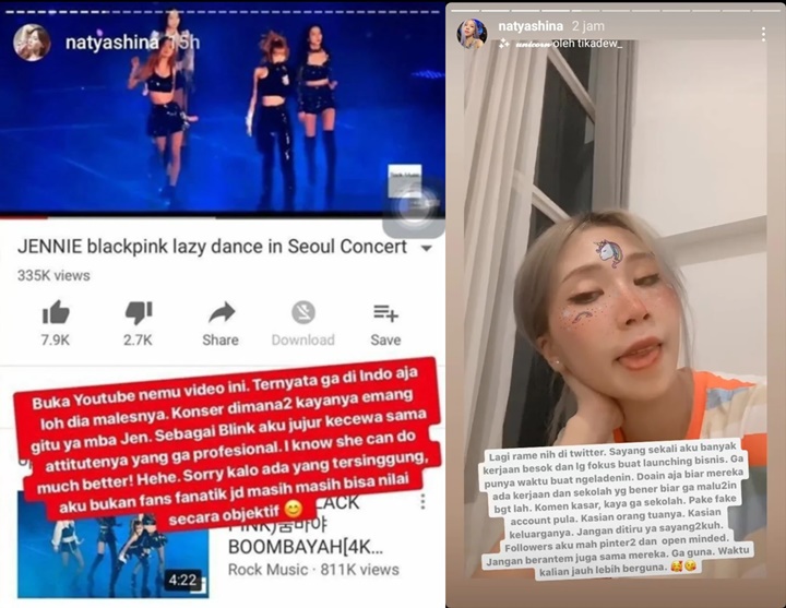 natya shina mengejek jennie blackpink
