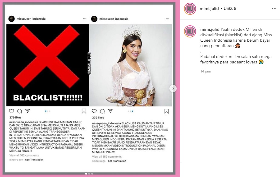 Millendaru Didepak dari Kontes Kecantikan Transgender, Uang Pendaftaran Jadi Penyebabnya?