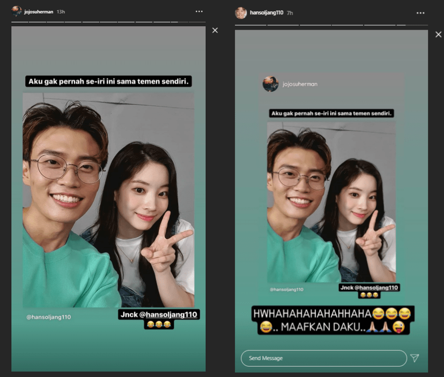 Jang Hansol Pamer Foto Bareng Dahyun Twice, Joshua Suherman: Aku Gak Pernah Se-Iri Ini!