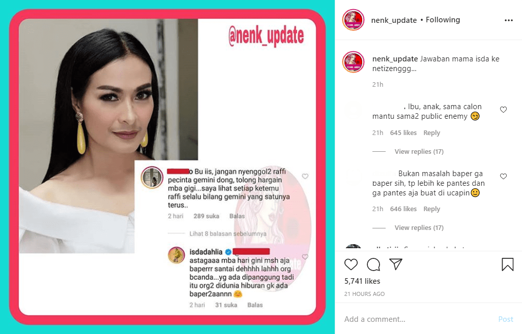 Dicibir Usai Sebut Raffi Pecinta Gemini Hingga Bikin Nagita Ngambek, Iis Dahlia: Hari Gini Baper!
