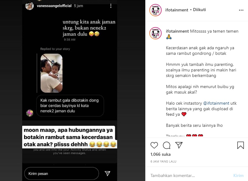 Vanessa Angel Disuruh Botakin Rambut Baby Gala Biar Cerdas, Istri Bibi Ardiansyah: Please Deh