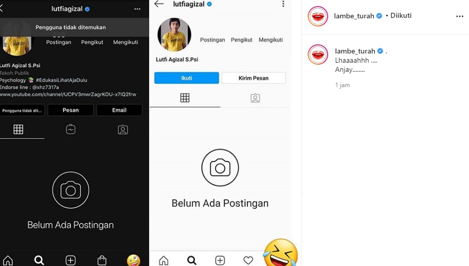 Sempat Ngaku ‘Diserang’ Hacker, Instagram Lutfi Agizal Kini Benar-benar Lenyap Disambut Meriah