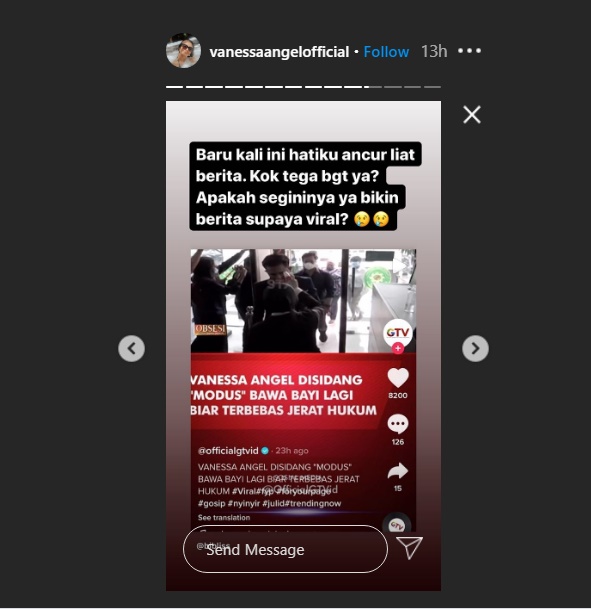 vanessa angel mengungkapkan rasa sakit hati dituding modus membawa sang putra ke persidangan