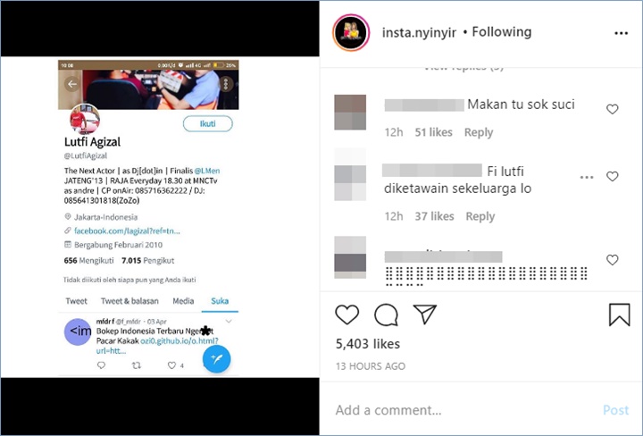 lutfi agizal dituding sempat menyukai cuitan mengenai video syur melalui akun twitter pribadinya