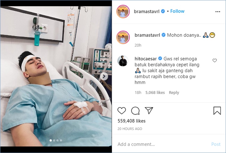 beberapa aktor ternama terlihat memberikan komentar di unggahan verrell bramasta