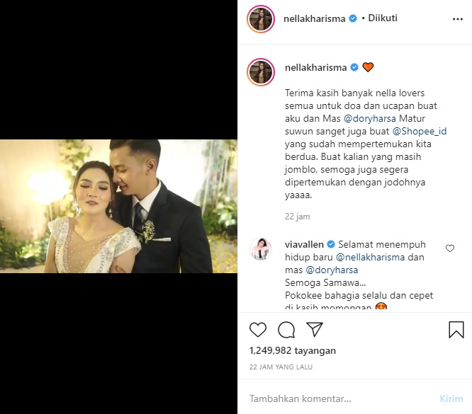 Nella Kharisma Resmi Dinikahi Dory Harsa, Pesan dari Via Vallen Sita Perhatian