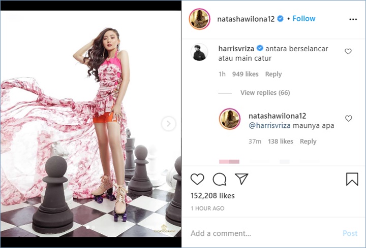 natasha wilona kembali berinteraksi di kolom komentar dengan harris illanno vriza