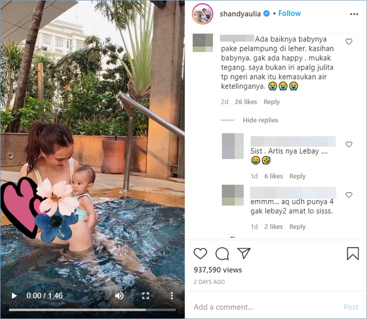 shandy aulia mendapatkan pembelaan karena dikritik tidak memakaikan pelampung ke sang putri