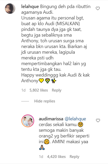 Ramai Dicibir Soal Isu Nikah Beda Agama, Audi Marissa Beri Balasan Begini