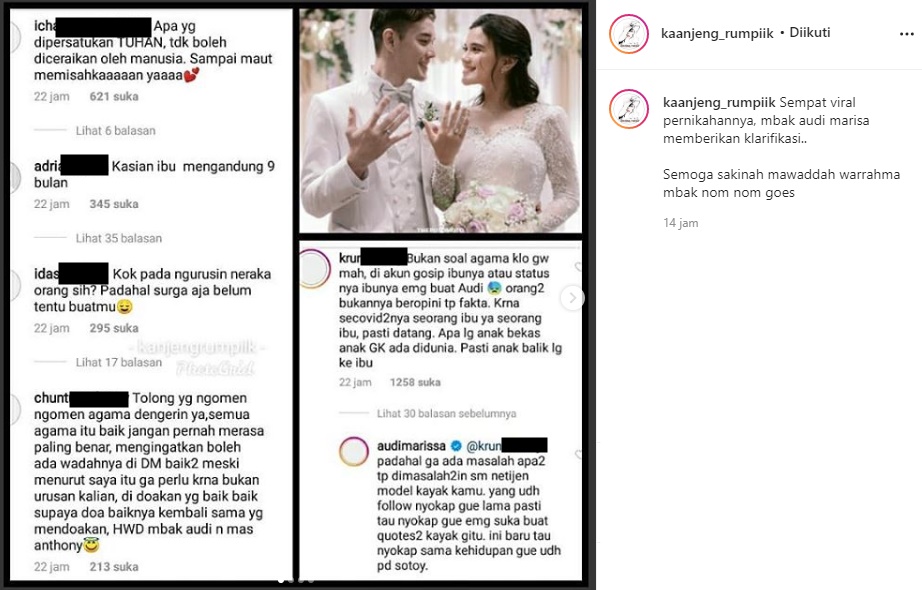 Terus Dicecar Soal IG Story Sang Ibu di Momen Pernikahannya, Audi Marissa Tegaskan Fakta Ini