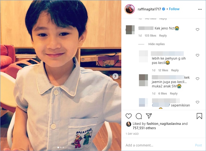 putra raffi ahmad dan nagita slavina disebut mirip dengan sederet idol k-pop dari sm entertainment