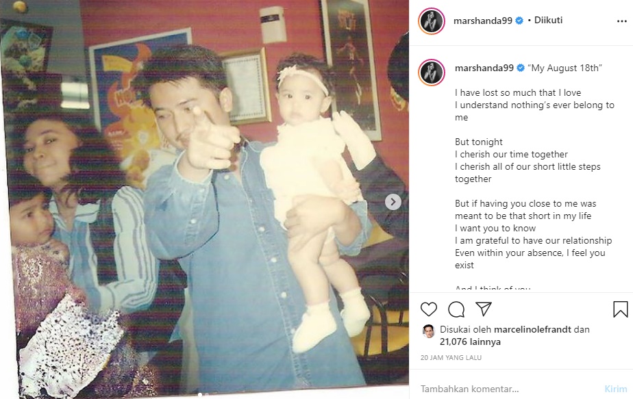 Marshanda Tulis Puisi Indah di Hari Ultah Sang Ayah, Menyesal Baru Diunggah Sekarang