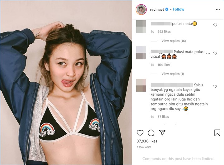 revina vt sontak langsung disebut telah melakukan polusi visual usai membagikan salah satu potretnya di instagram pribadinya
