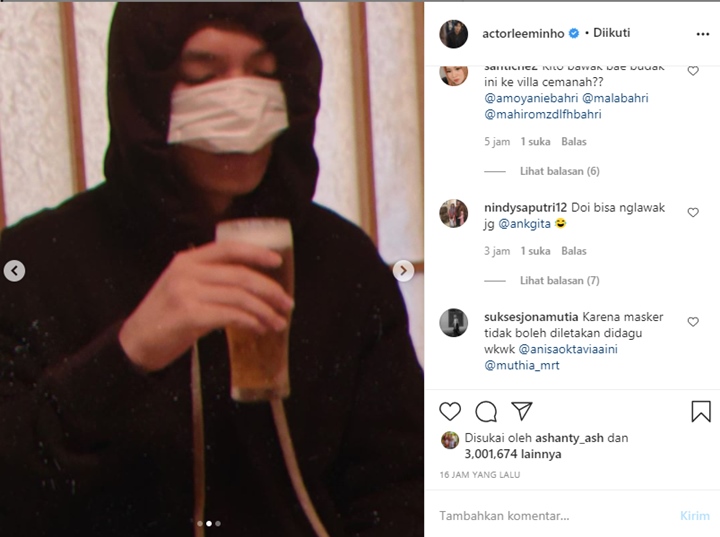 Terhalang Masker, \'Aib\' Lee Min Ho Saat Minum Terungkap Bikin Heboh