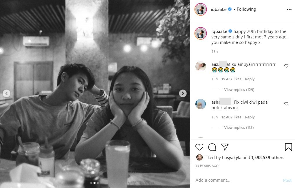 Kalimat Romantis Iqbaal Ramadhan untuk Zidny yang Berulang Tahun ke-20 Bikin Hati Fans ‘Potek’
