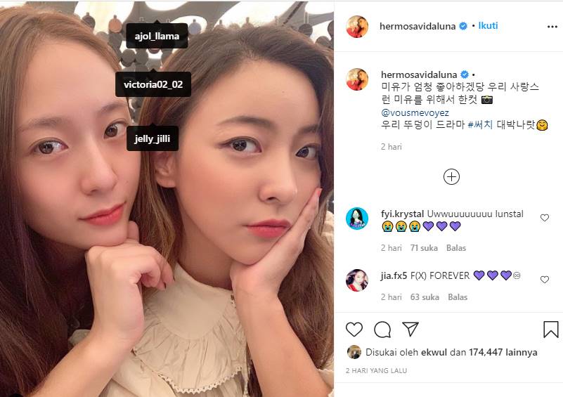 Bikin Rindu, Luna f(x) Tandai Sulli di Postingan Instagram Miliknya