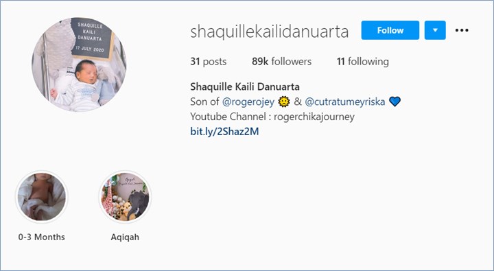 akun instagram putra roger dan meyriska