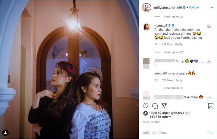 prilly latuconsina dan rossa ramai disebut mirip oleh warganet