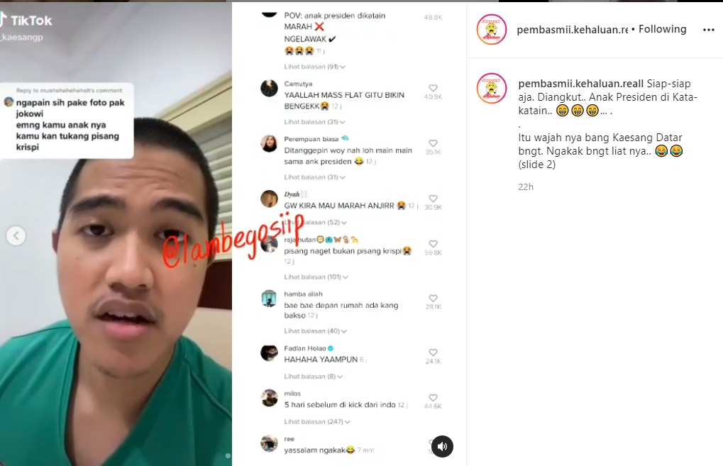 Dicibir Asal Pakai Foto Presiden Joko Widodo, Klarifikasi Kaesang Pangarep Bikin Geregetan