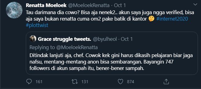 renatta moeloek mendapatkan pelecehan seksual di twitter