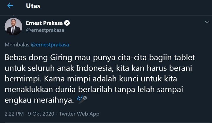 Janji Giring Ganesha Andai Jadi Presiden RI 2024 Direspon Kocak Ernest Prakasa Begini