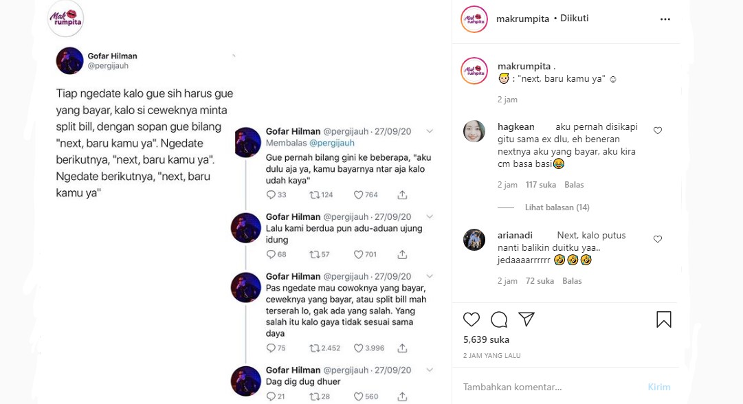 Gofar Hilman Ungkap Soal Keharusan Dirinya Tanggung Biaya Kencan