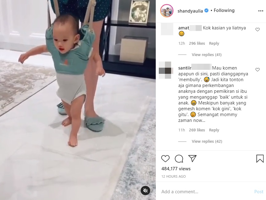 Shandy Aulia Unggah Momen Putrinya Belajar Jalan, Dikritik Tapi Juga Tuai Pembelaan Karena Ini