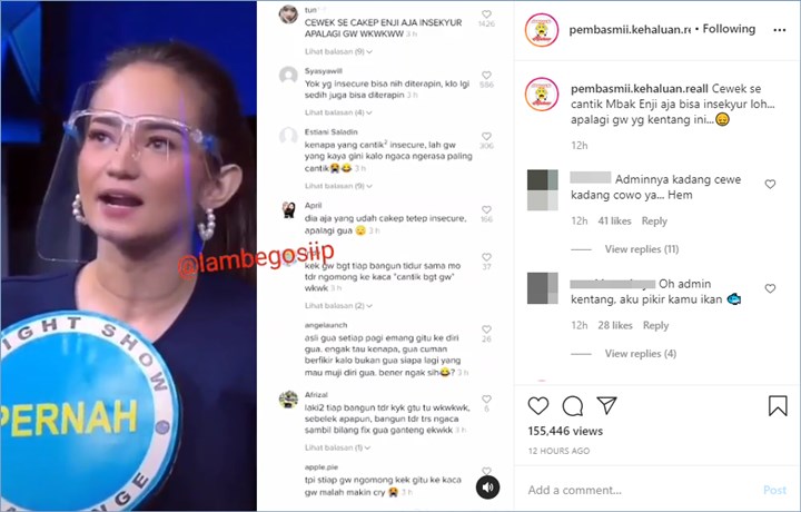 enzy storia mengunkapkan jika ia selalu memuji diri sendiri di depan kaca lantaran suka insecure hingga harus konsultasi