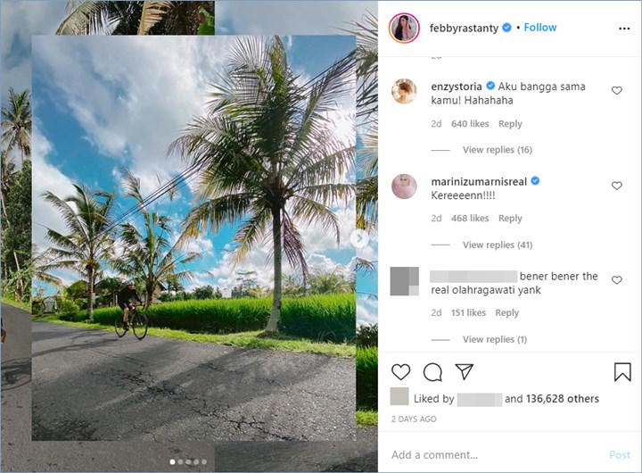 para selebriti yang memberikan pujian atas pencapaian febby rastanty usai bersepeda 56 kilogram