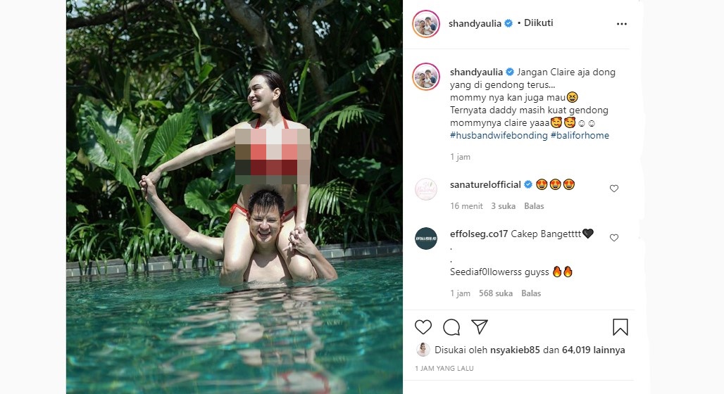 Shandy Aulia Pamer Momen Kembali Digendong Suam