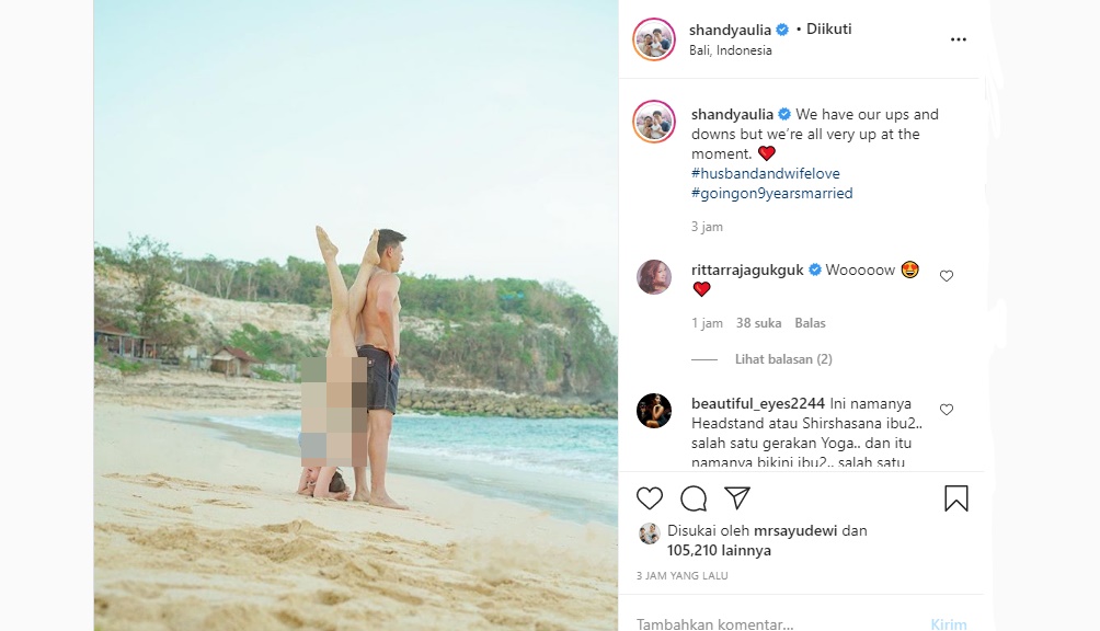 Aksi Shandy Aulia Unjuk Pose Yoga Ekstrem Malah Dinyinyiri