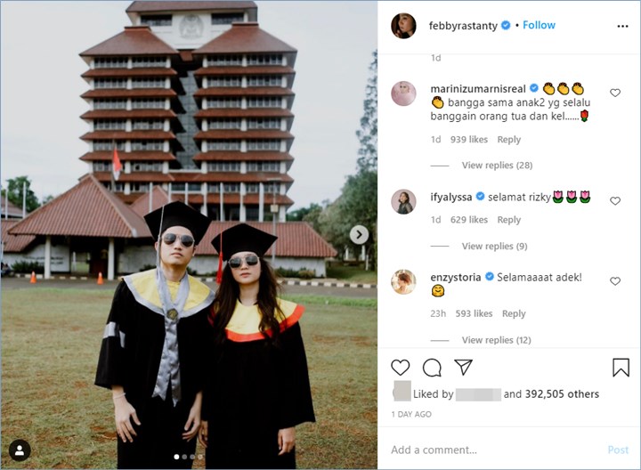 sederet selebriti memberikan selamat wisuda untuk adi febby rastanty