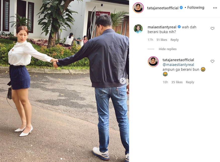 Tata Janeeta Pose Gandeng Tangan Seorang Pria, Maia Estianty: Berani Buka Nih?