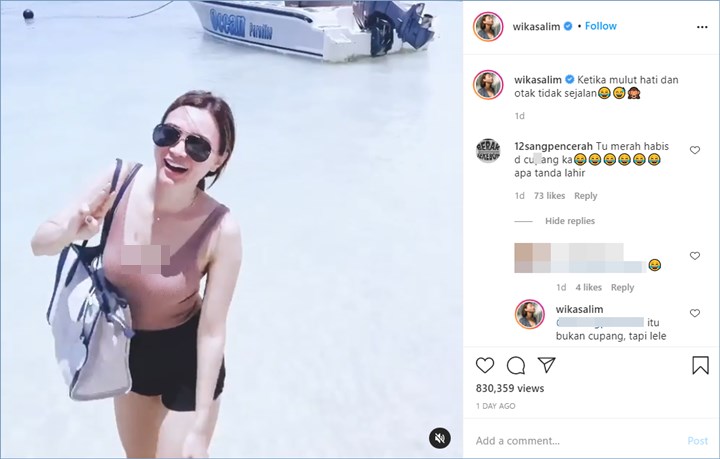 wika salim memberikan balasan atas komentar miring yang diterimanya di unggahan barunya di Instagram