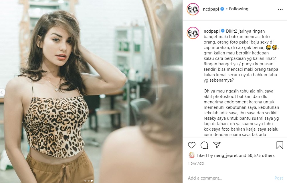 Nora Alexandra Istri Jerinx Geram Dicap Murahan Karena Pakai Baju Seksi, Tegaskan Hal Ini