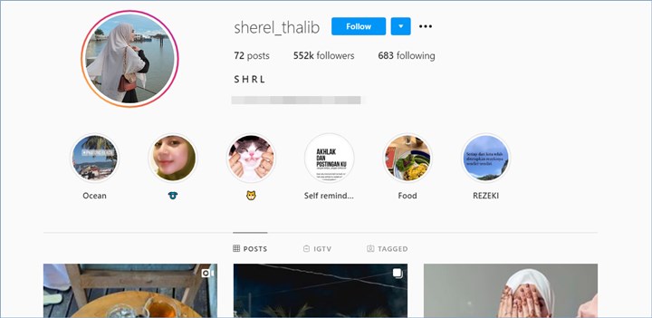 akun instagram milik istri dari taqy malik yakni serell nadirah