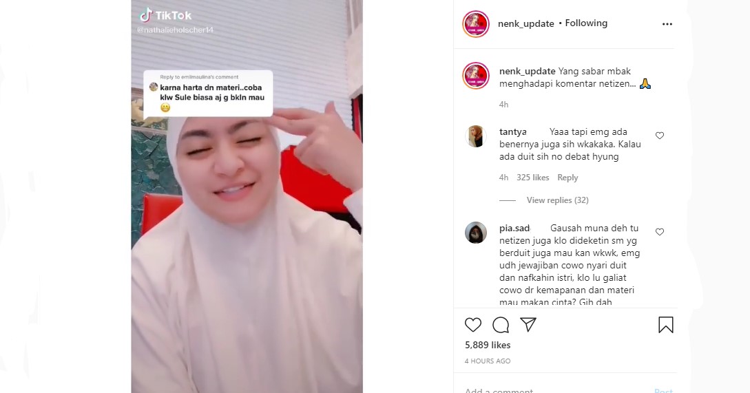 Nathalie Holscher Jawab Sindiran Incar Harta Kekayaan Sule