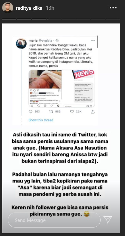 Nama Anak Kedua Raditya Dika Mendadak Rame Diperbincangkan di Twitter, Begini Ceritanya